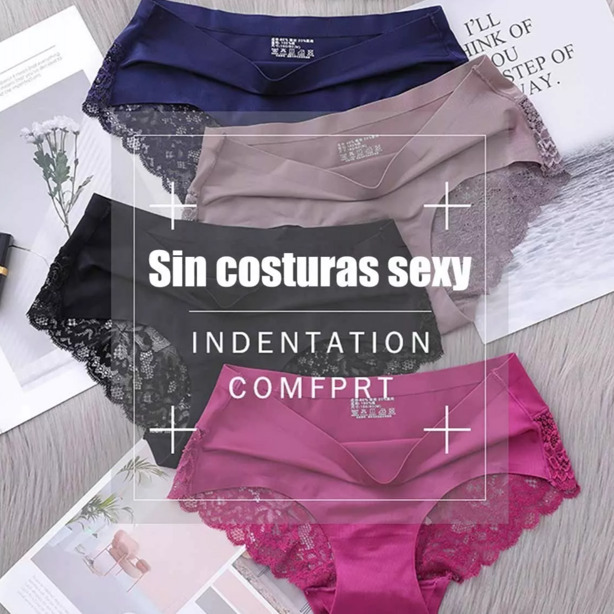 pantaleta invisible de encaje sexi y comodo de seda (6 piezas)