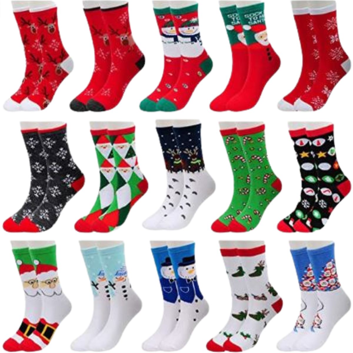 calcetines navideños largos (6 pares)