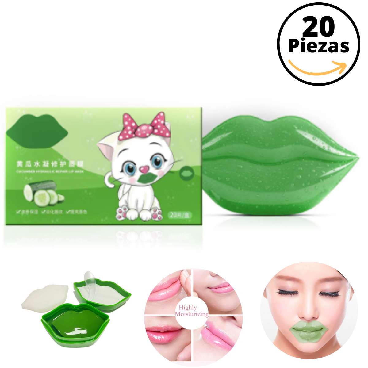 mascarilla hidratante para labios 20 pzas