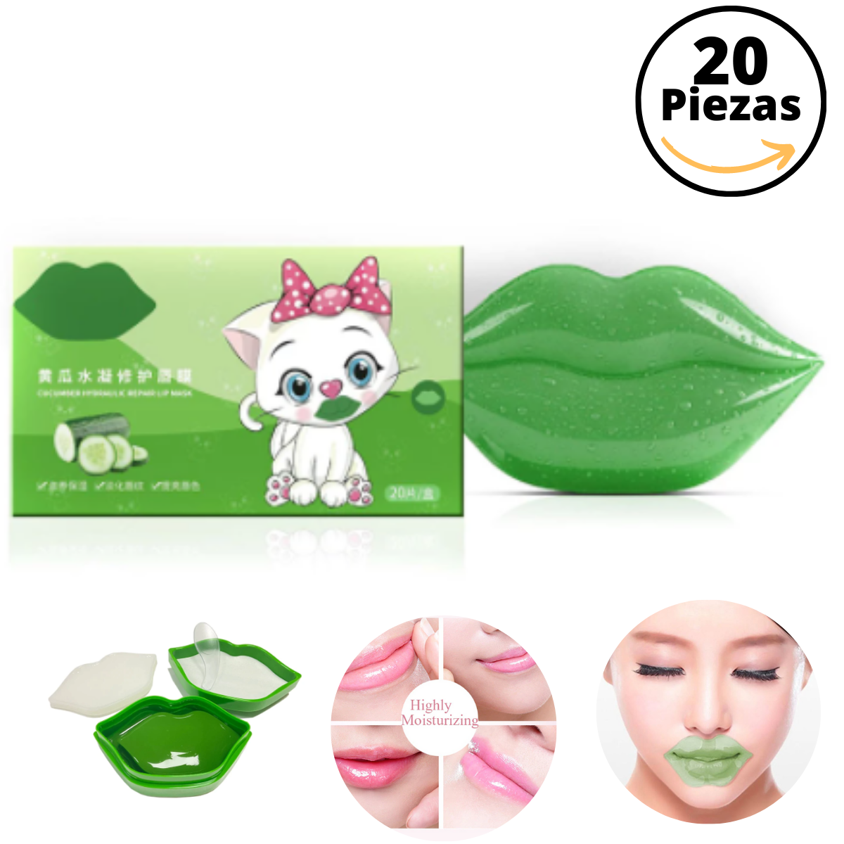 mascarilla hidratante para labios (20 piezas)