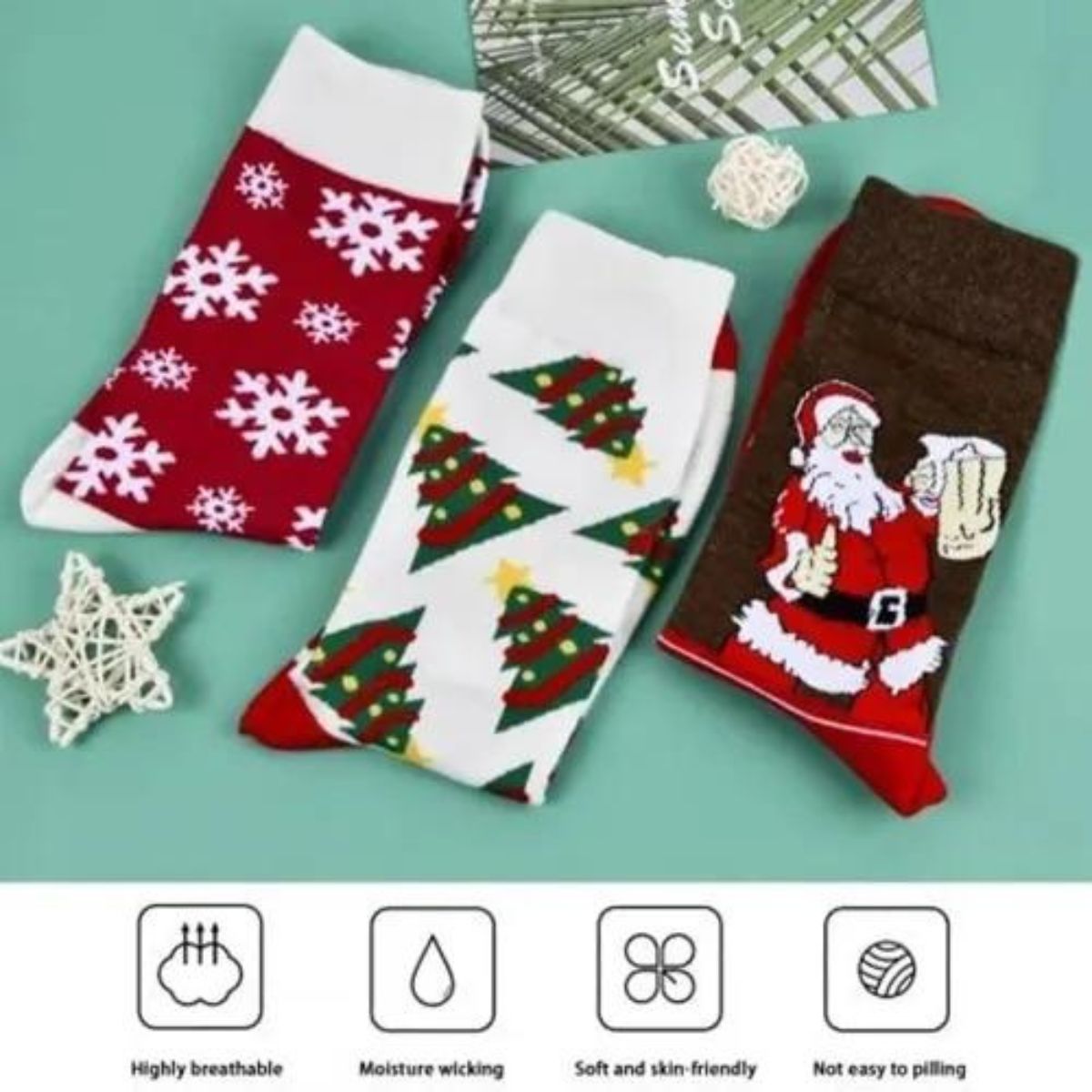 calcetines navideños largos (6 pares)