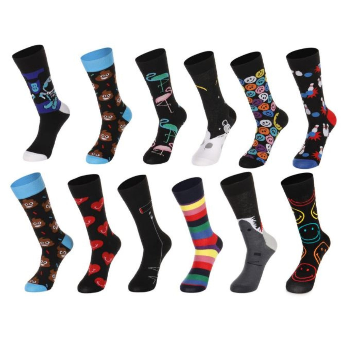 6 pares calceta unisex diseños divertidos