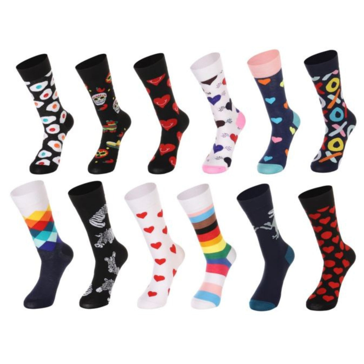 6 pares calceta unisex diseños divertidos