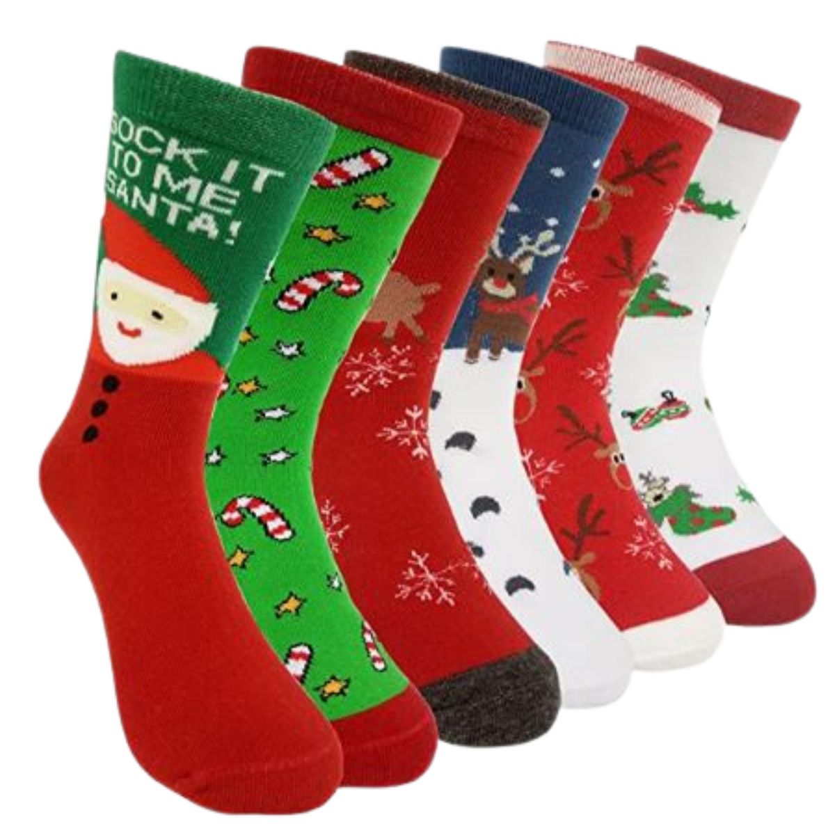 calcetines navideños largos (6 pares)