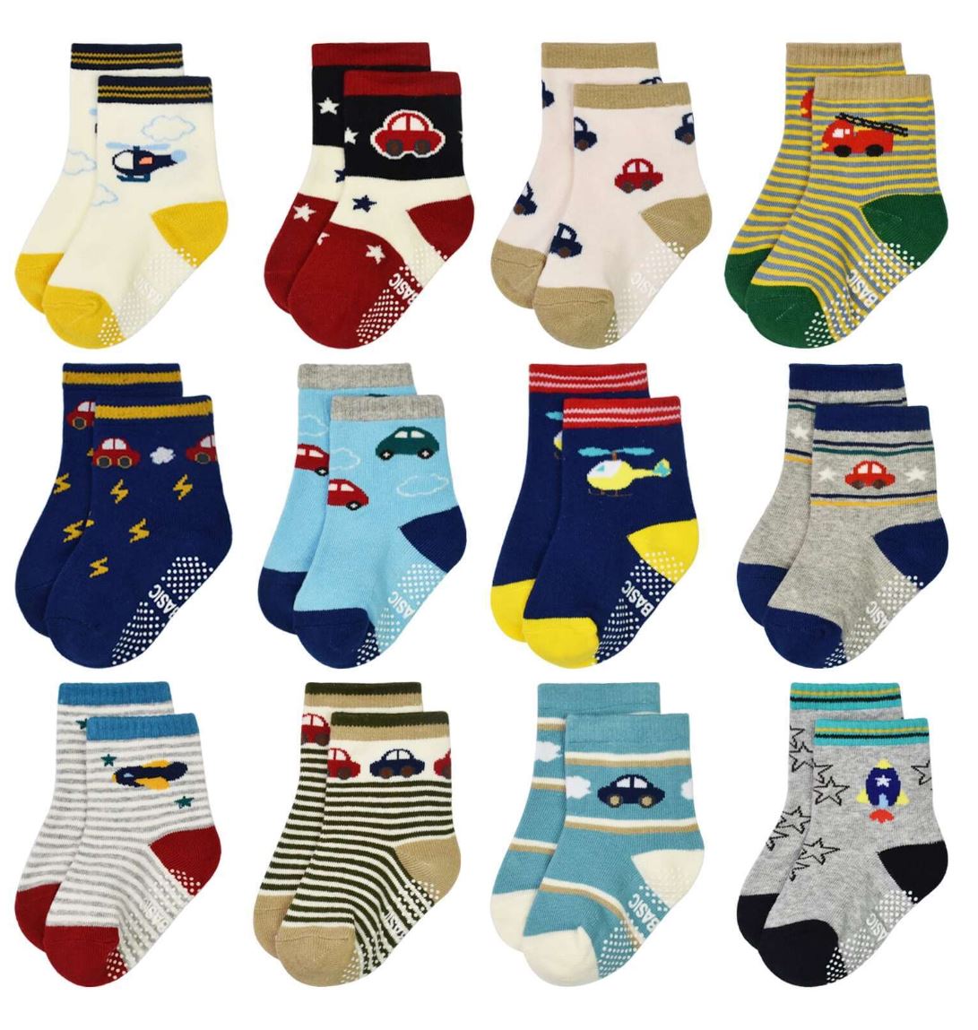 6 pares calcetines algodon antiderrapantes para niños varias tallas