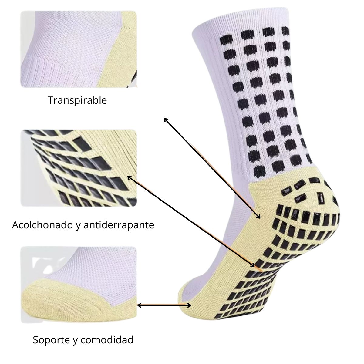 calceta de futbol antiderrapante (12 pares)
