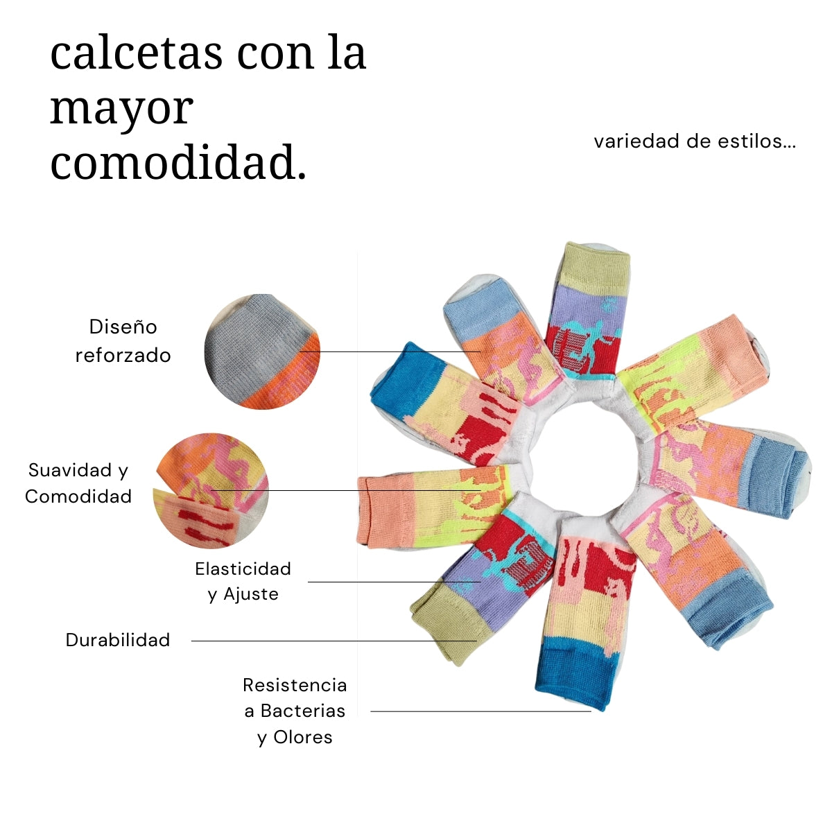 12 pares calcetas de dama de algodón