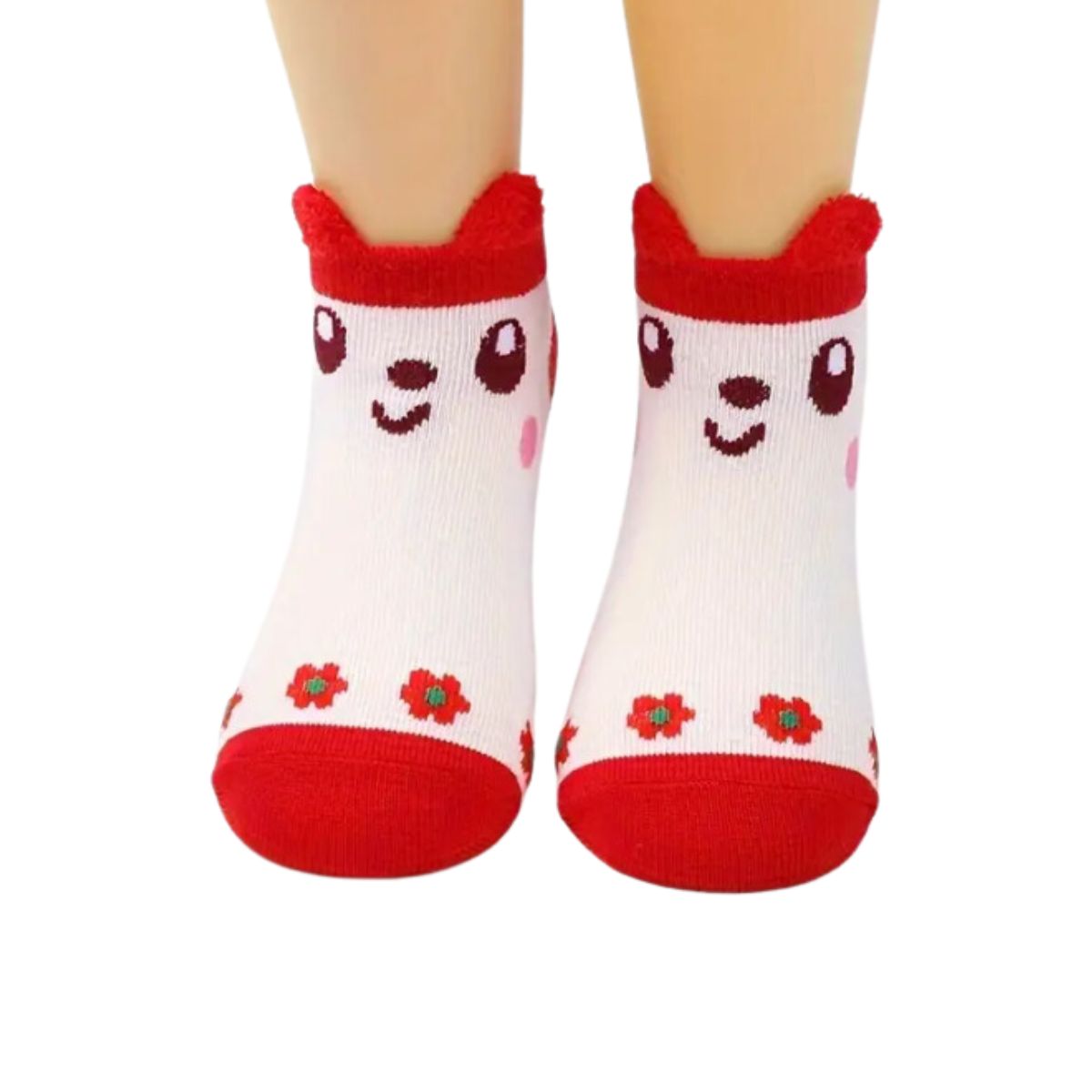 12 pares calcetas 100% algodon antideslizante de orejitas para bebés