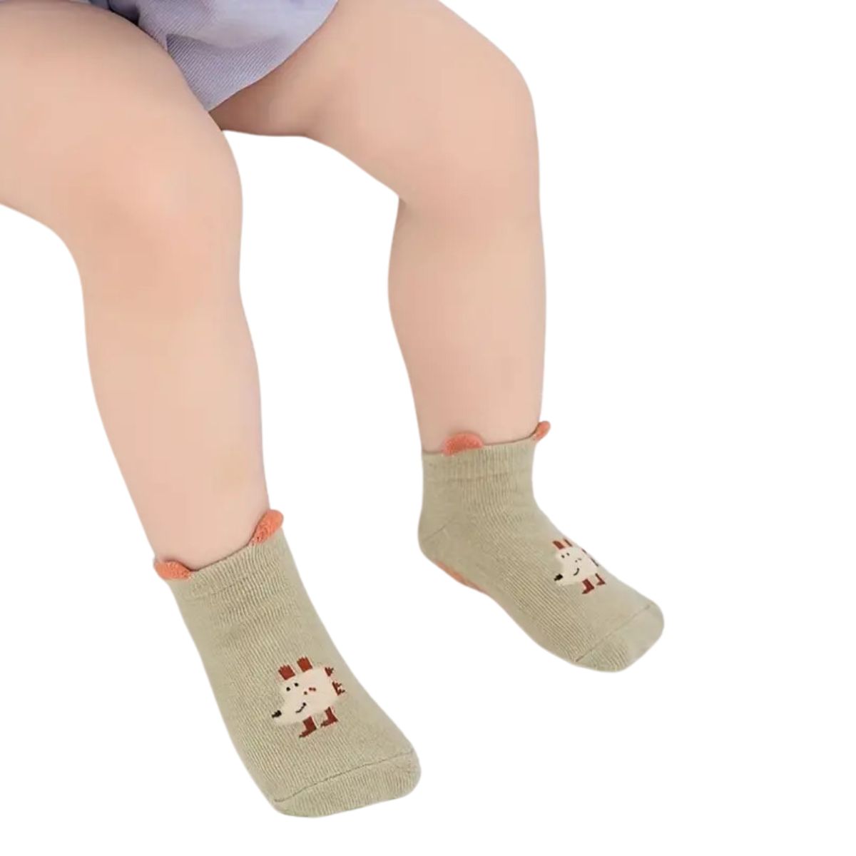 12 pares calcetas 100% algodon antideslizante de orejitas para bebés