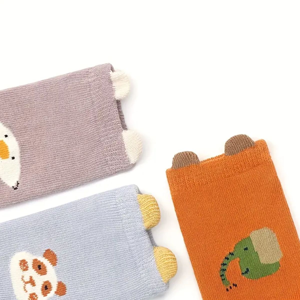 12 pares calcetas 100% algodon antideslizante de orejitas para bebés