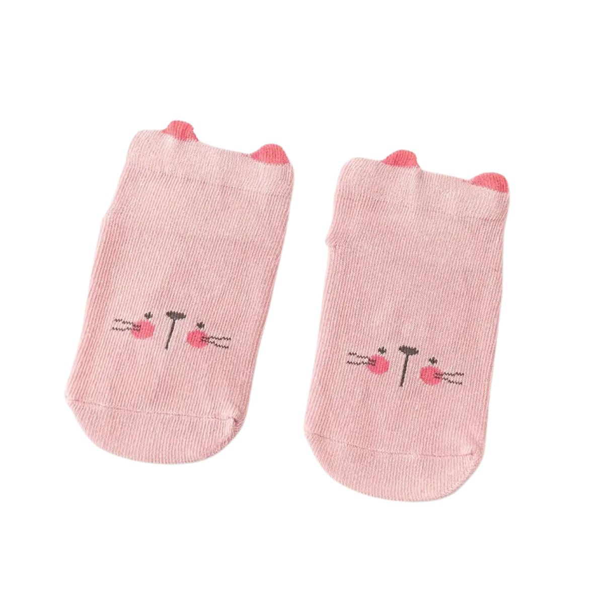 12 pares calcetas 100% algodon antideslizante de orejitas para bebés