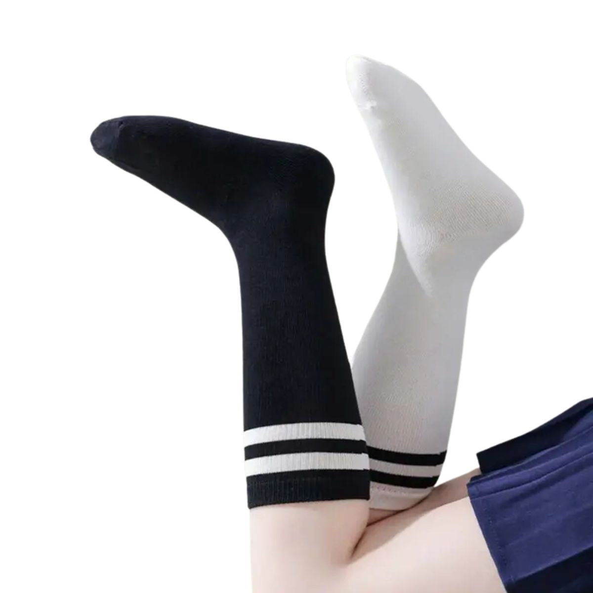 12 pares calceta larga mujer con rayas