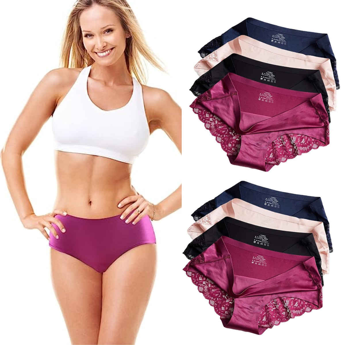 pantaleta invisible de encaje sexi y comodo de seda (6 piezas)