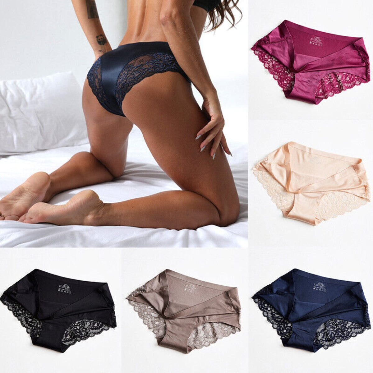 pantaleta invisible de encaje sexi y comodo de seda (6 piezas)