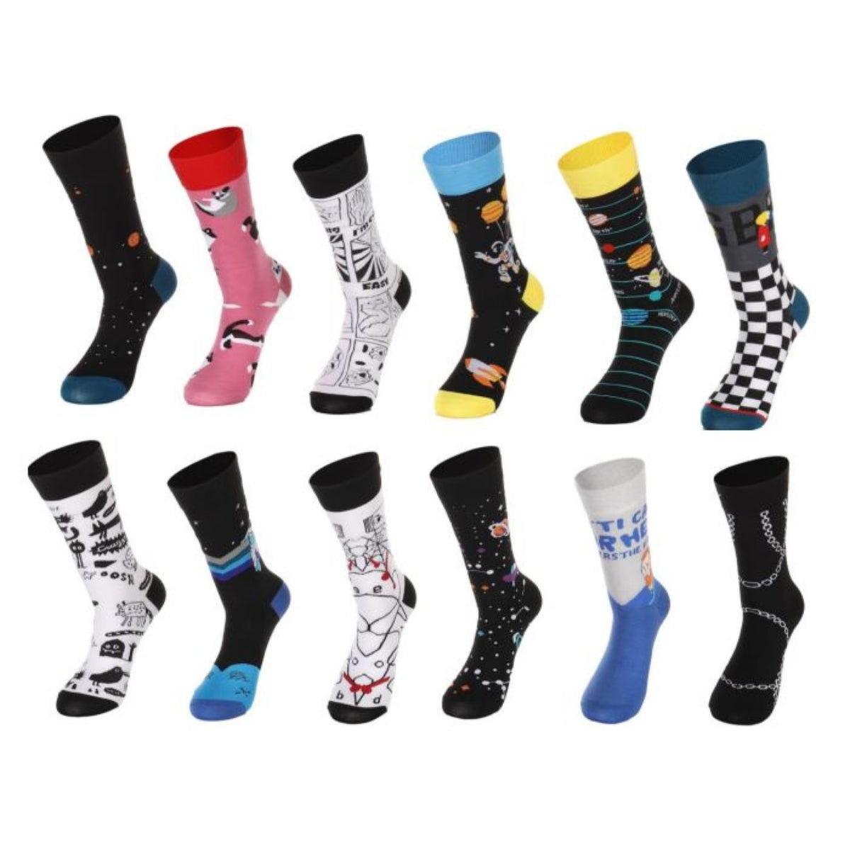 12 pares calcetas de vestir diseños dibujos