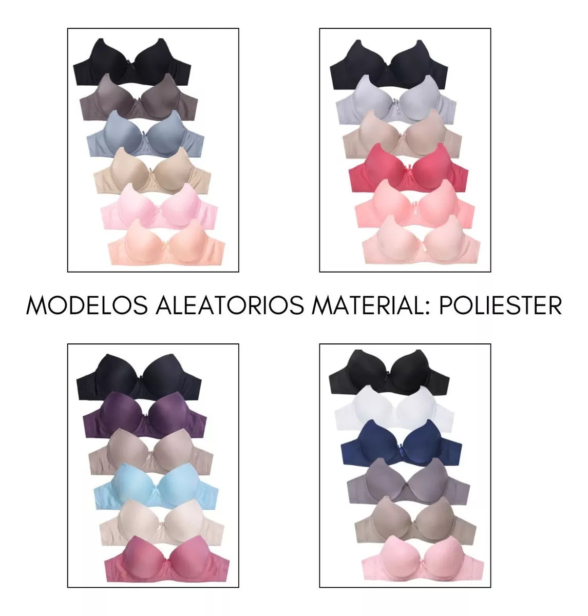 set 3 piezas brassiere con varilla mayoreo copa a, b y c
