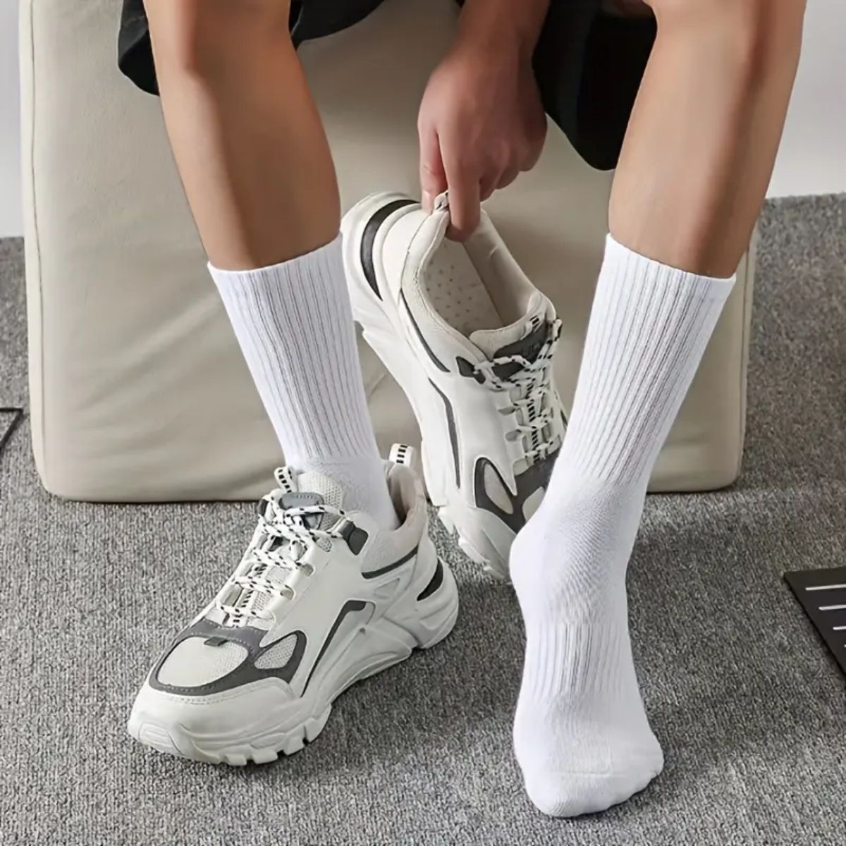 calcetas largas deportivas algodón paquete de 12 pares