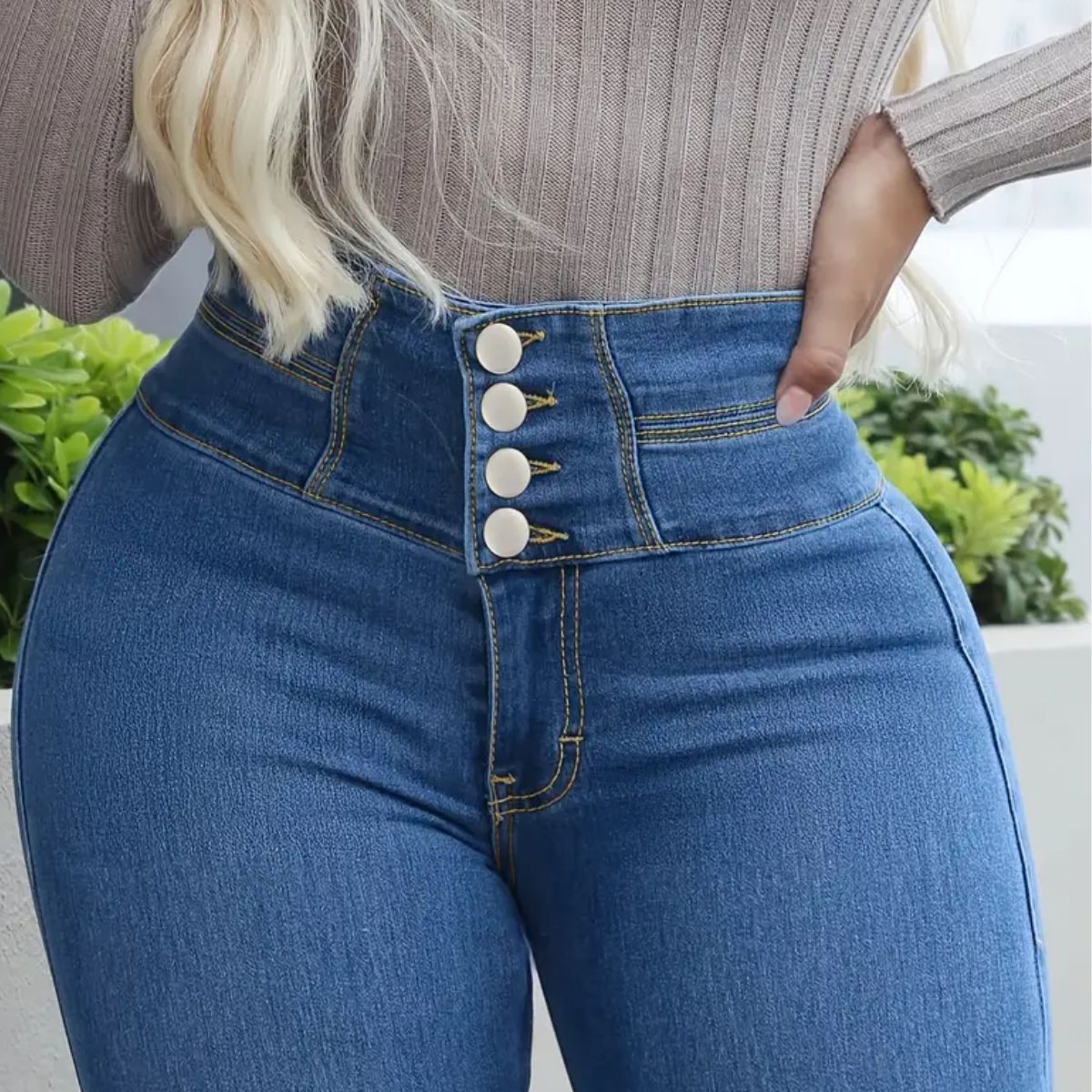 pantalon colombiano 1 pieza para dama mezclilla oscuro