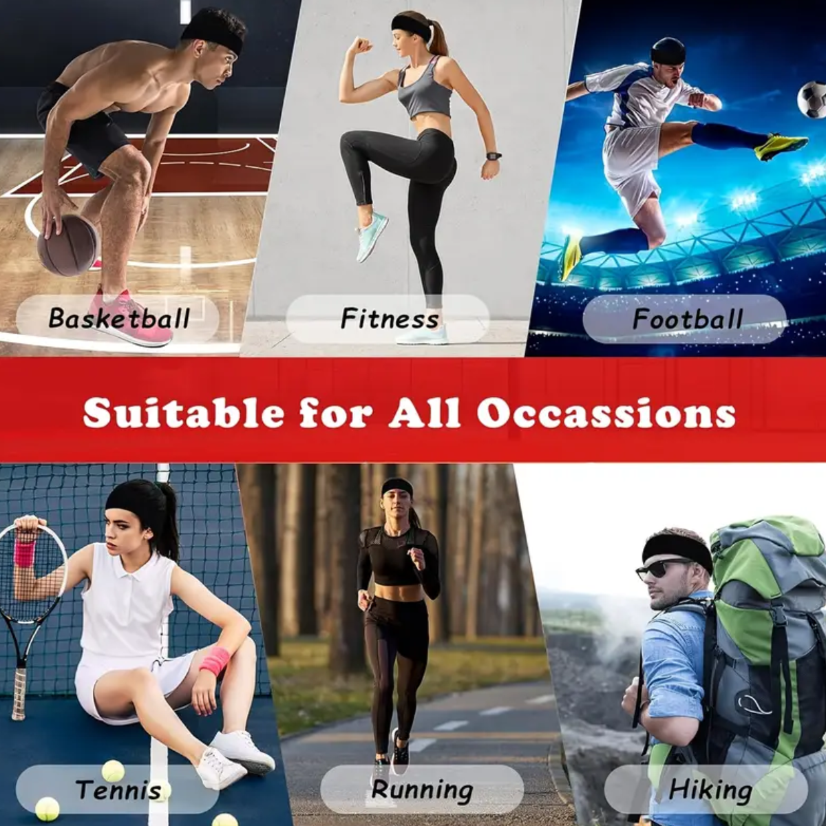 banda para el cabello sport 6 piezas