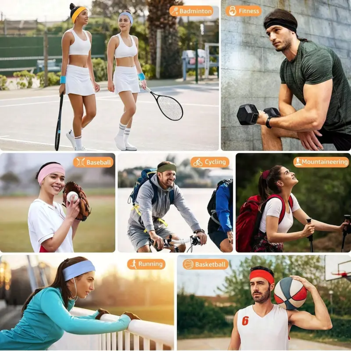 banda para el cabello sport 6 piezas