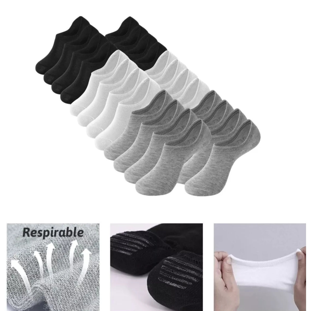 calcetines invisibles antiderrapantes hombre (6 pares)