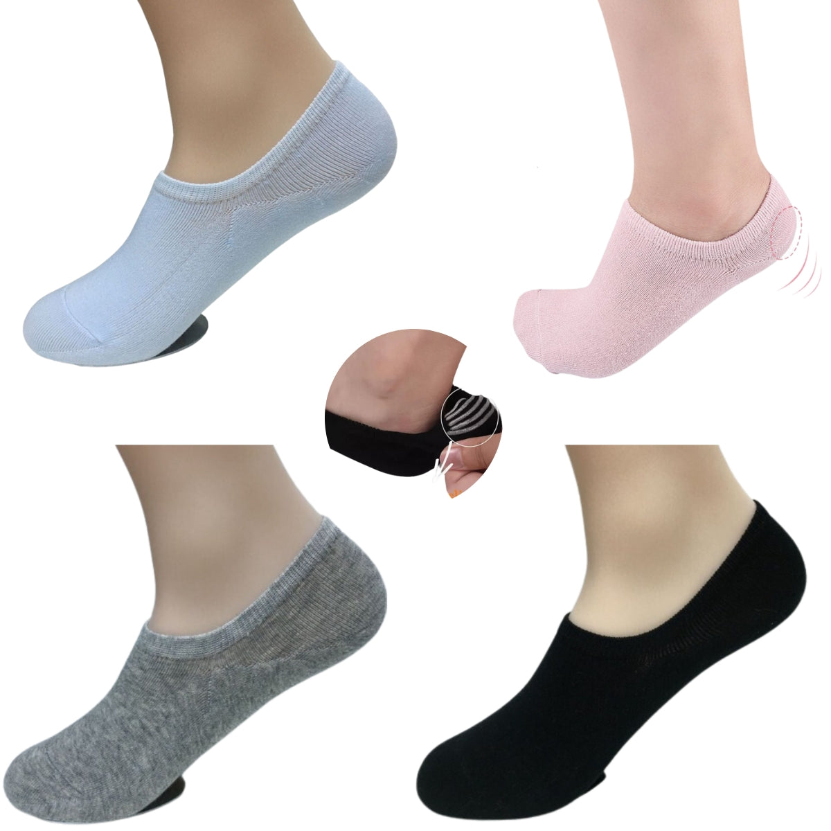 calcetines invisibles antiderrapantes silicon (12 pares)