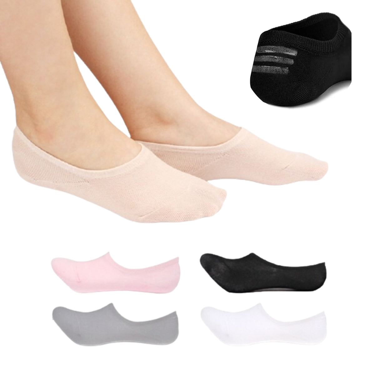 calcetines invisibles antiderrapantes silicon dama (6 pares)