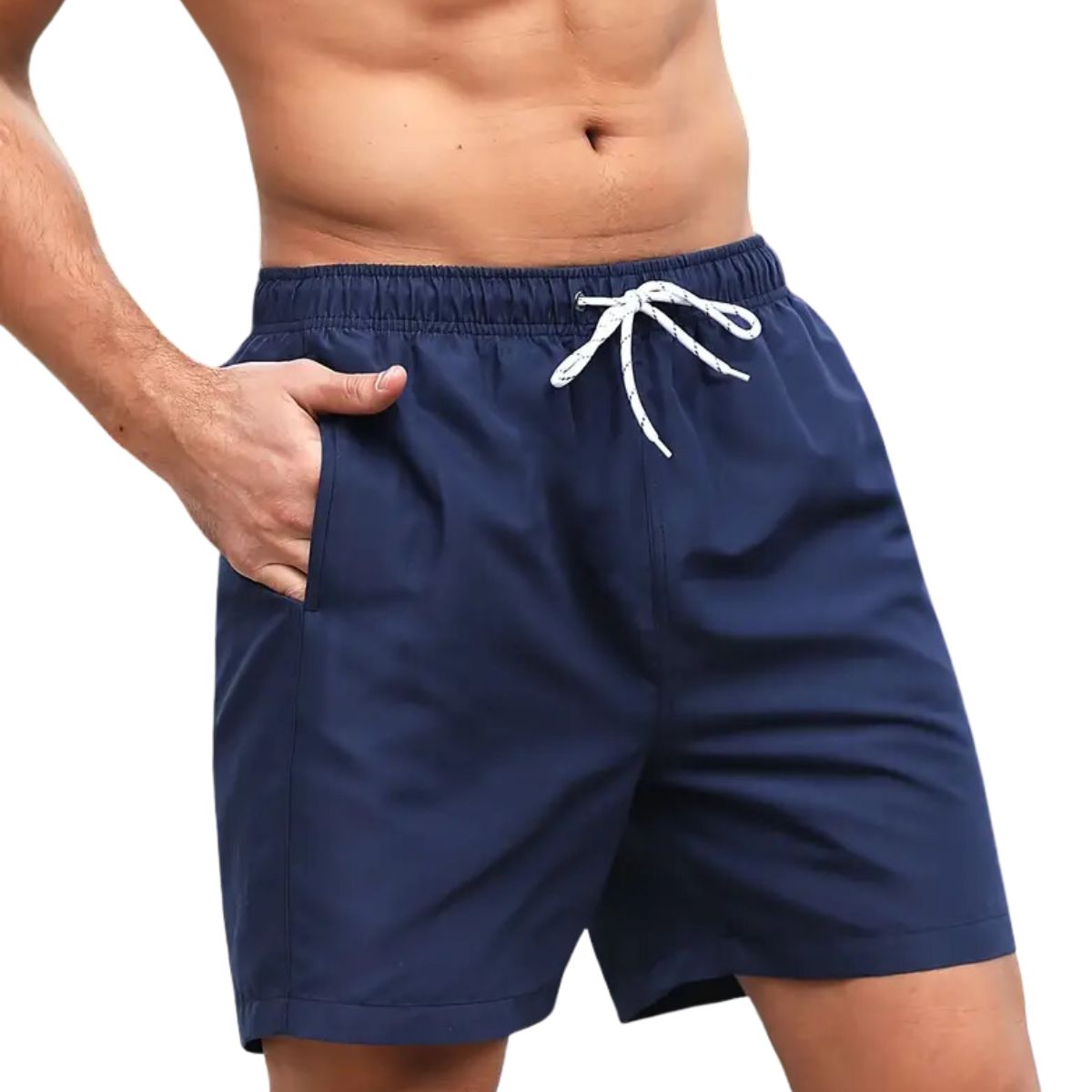 6 piezas de short playero liso para caballero