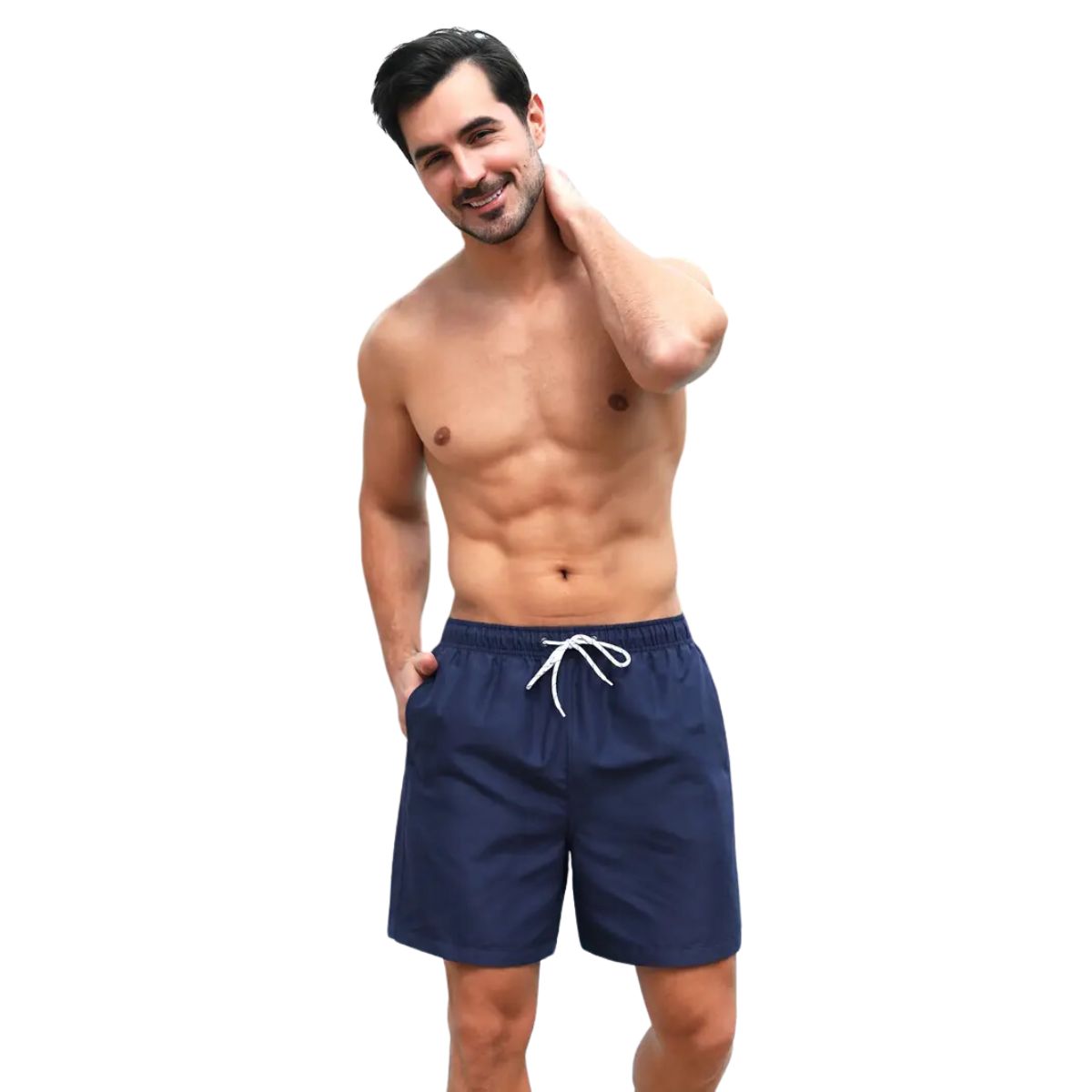 6 piezas de short playero liso para caballero