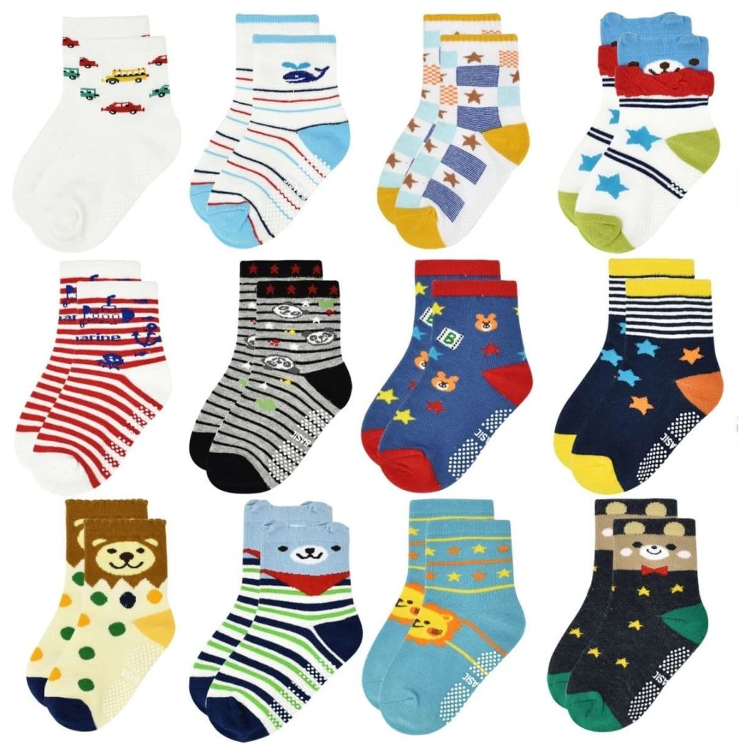 6 pares calcetines algodon antiderrapantes para niños varias tallas