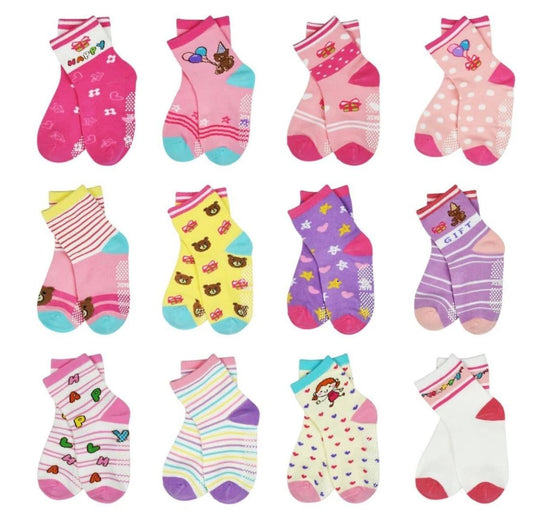 Calcetines antiderrapantes para niñas varias tallas (12 pares)