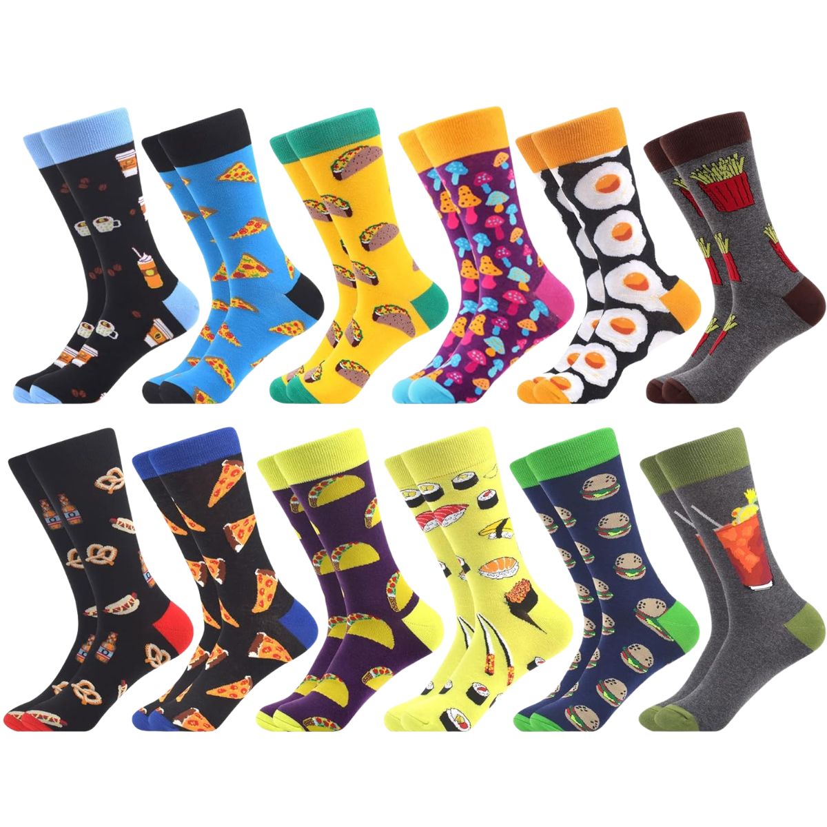 6 pares calceta unisex diseños divertidos