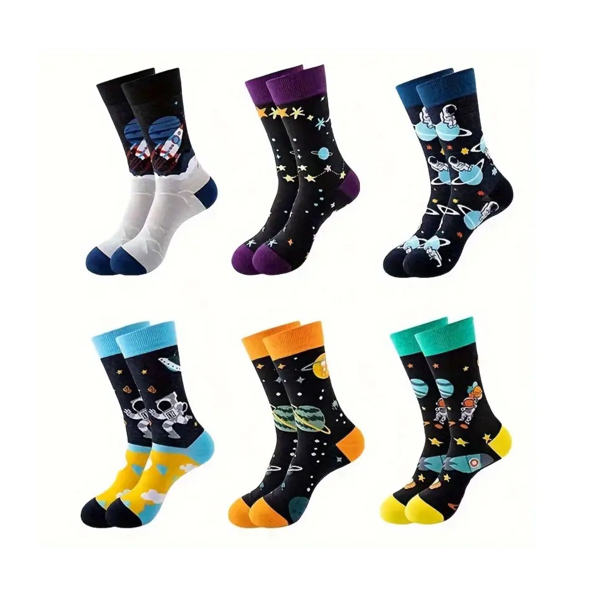 12 pares calceta unisex diseños divertidos