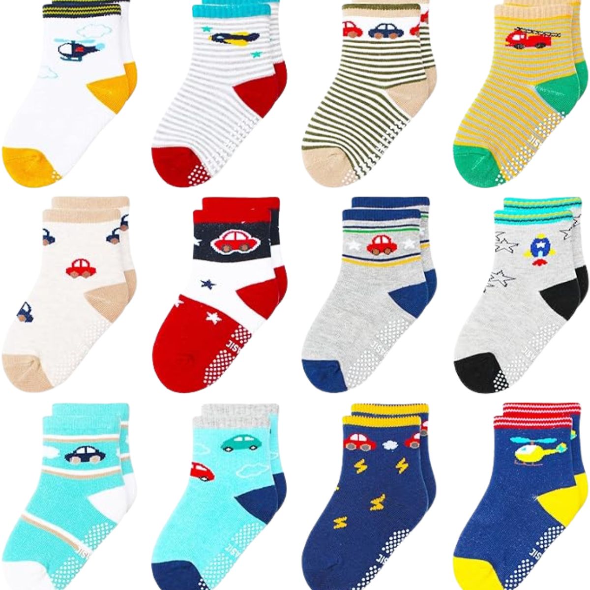 6 pares calcetas antiderrapantes para niños y niñas diferentes diseños