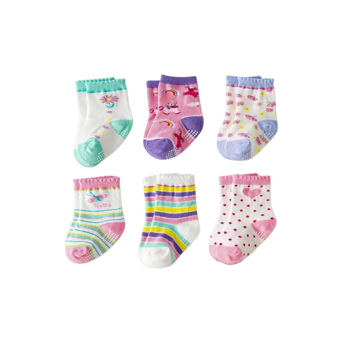 6 pares calcetas antiderrapantes para niños y niñas diferentes diseños