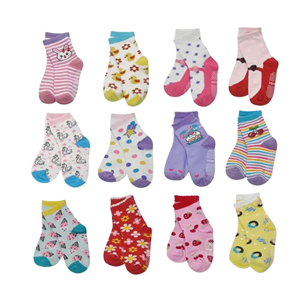 12 pares calcetas antideslizantes para niños y niñas diferentes diseños