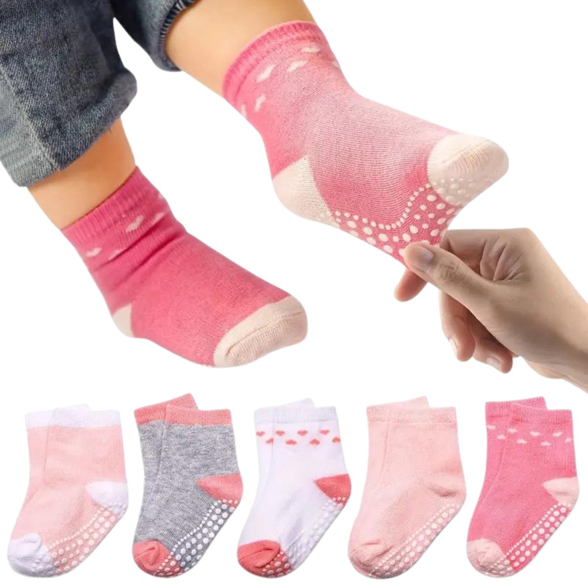 6 pares calcetas antiderrapantes para niños y niñas diferentes diseños