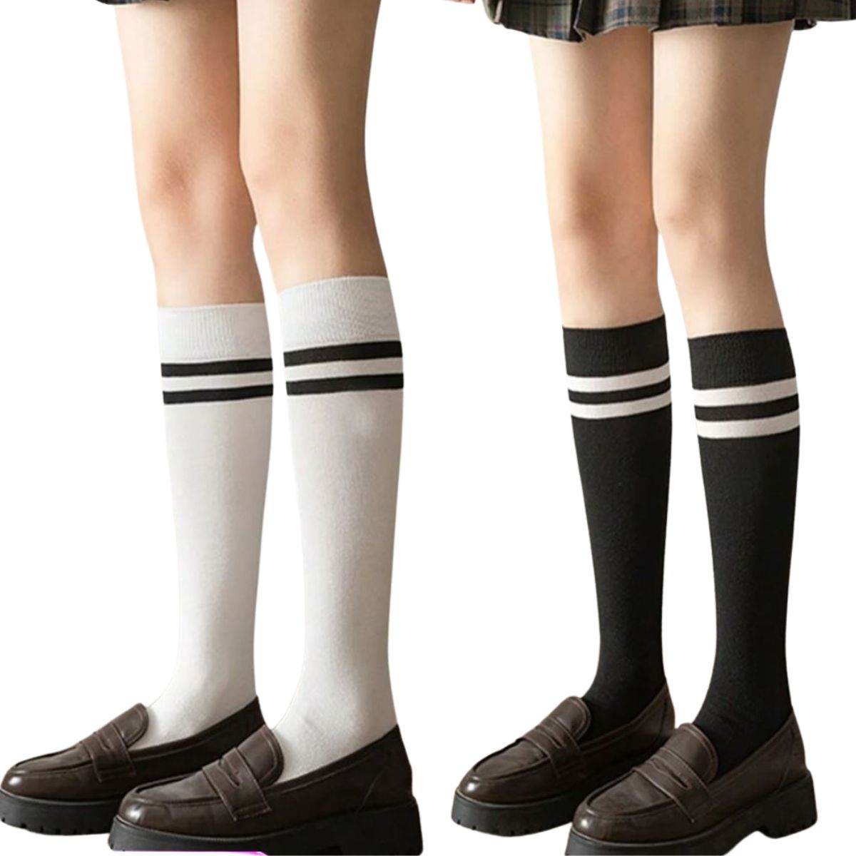 12 pares calceta larga mujer con rayas