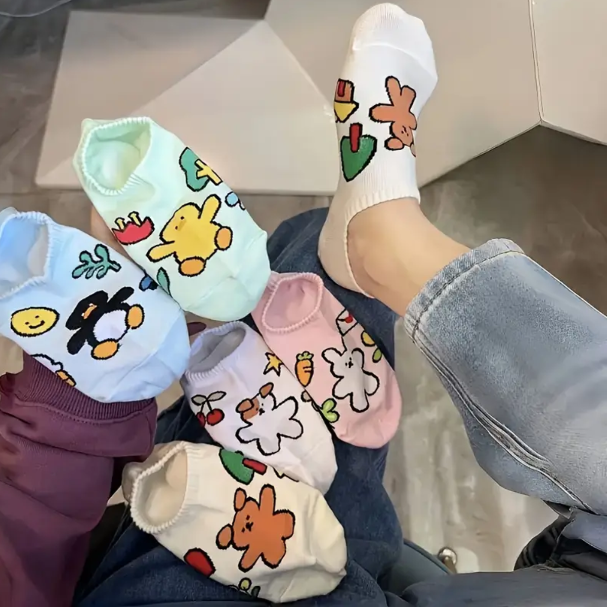 6 pares tin corto algodon casual dama diferentes diseños