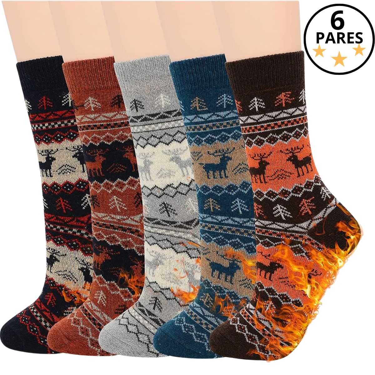calcetines termicos para dama gruesos suaves y comodos (6 pares)