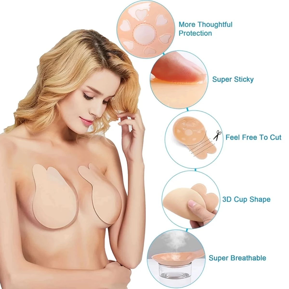 pezonera silicona 1 par invisible con push up