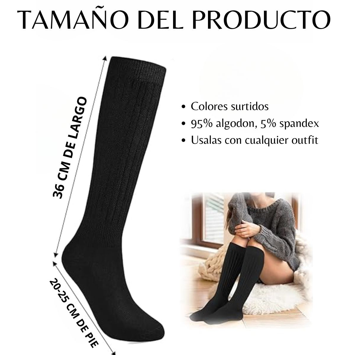 calcetas largas y térmicas 12 pares mujer