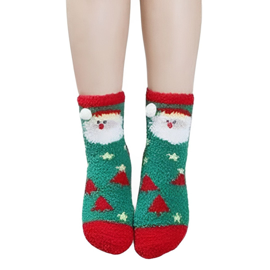 12 pares calcetines navideños afelpados con figuras 3d