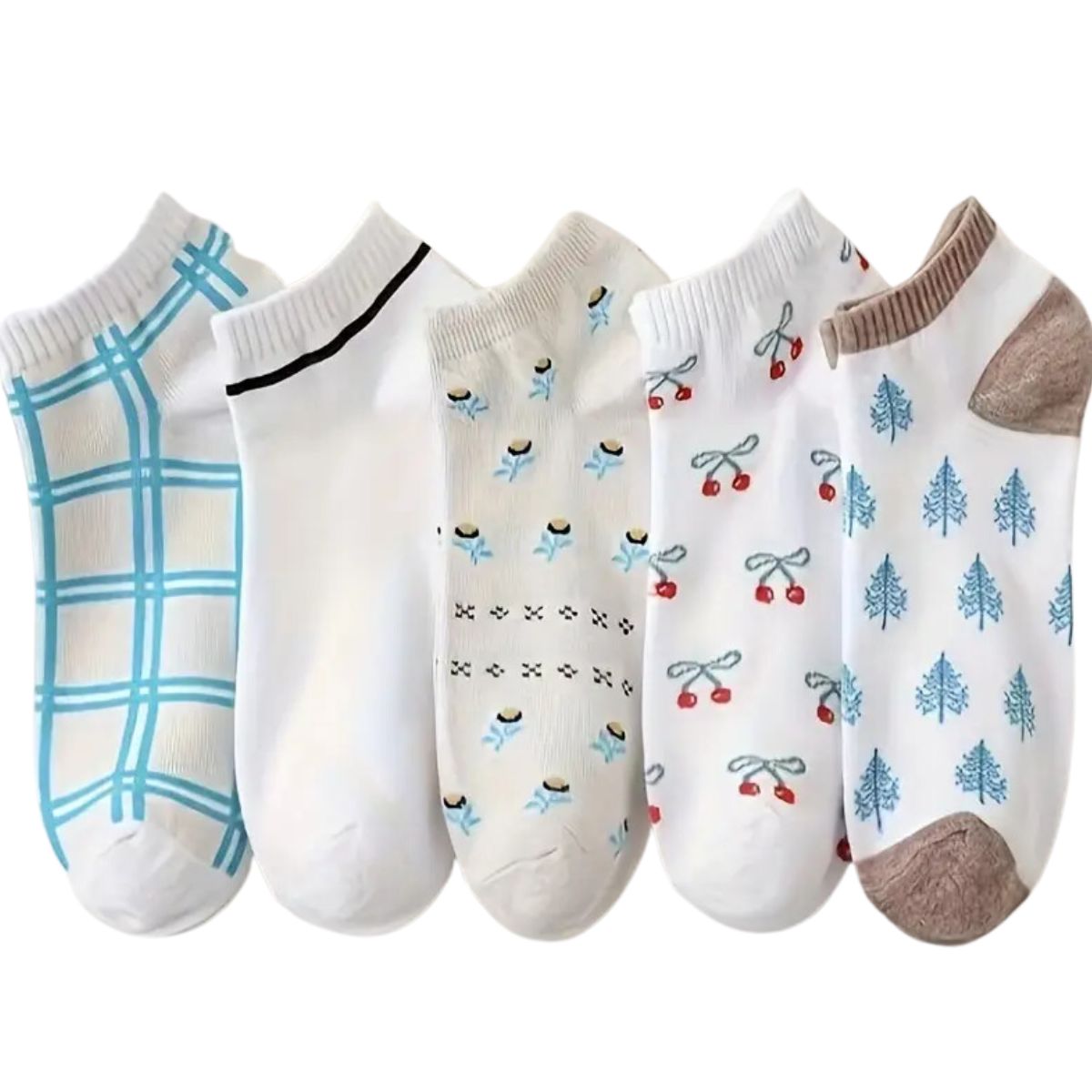 12 pares de calcetas con diseños para dama