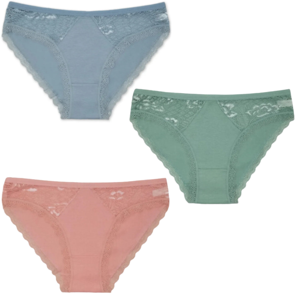 pantaleta de algodon 12 pzas encaje