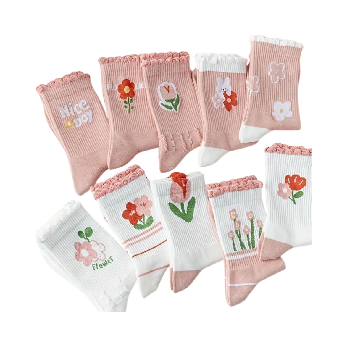 12 pares de calcetas largas estilo coquette damas
