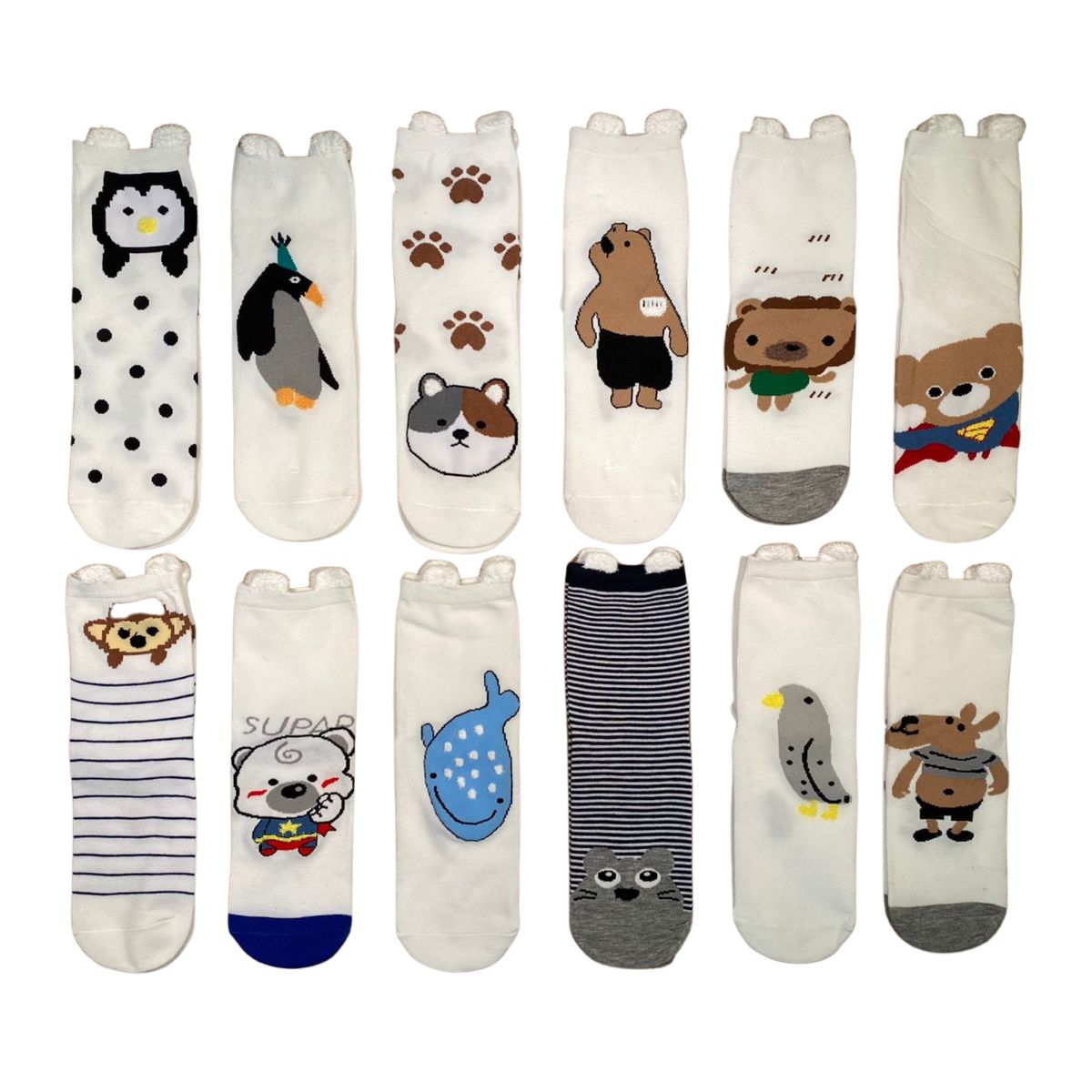 calcetas con diseños de animalitos 12 pares