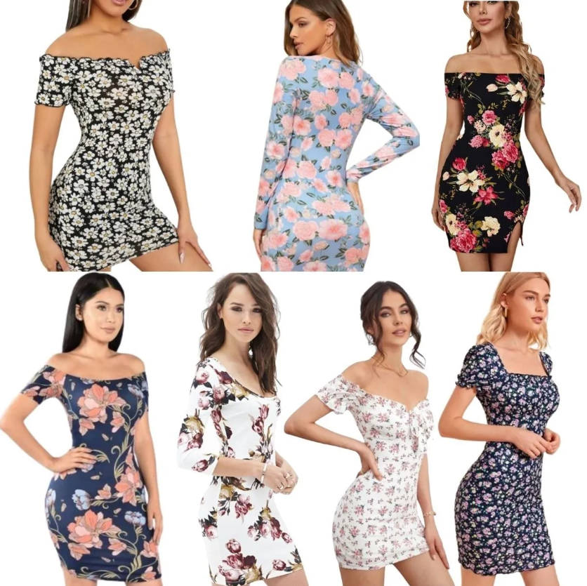 vestidos flores para dama 6 piezas oferta