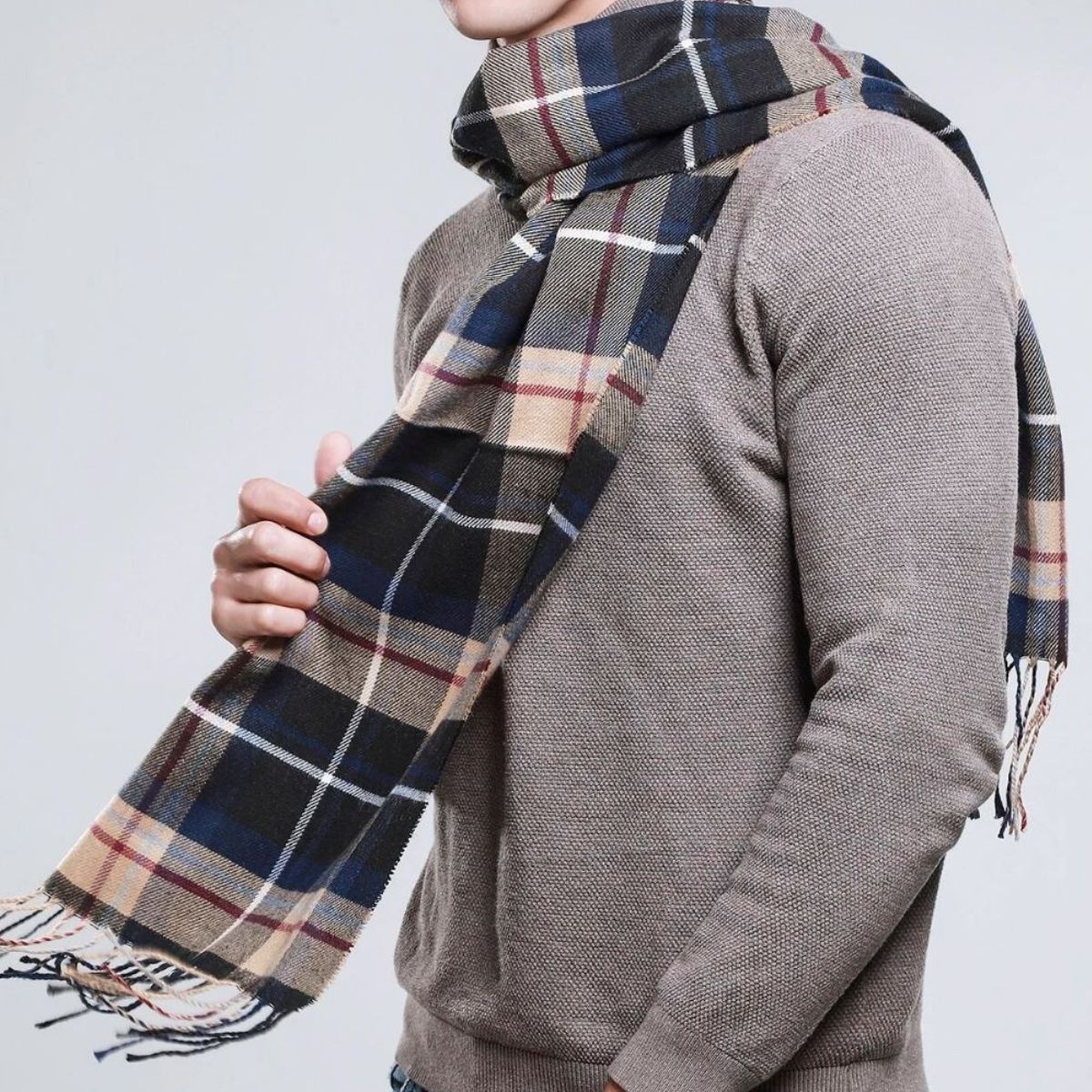 12 piezas bufanda felpa de cuadros unisex
