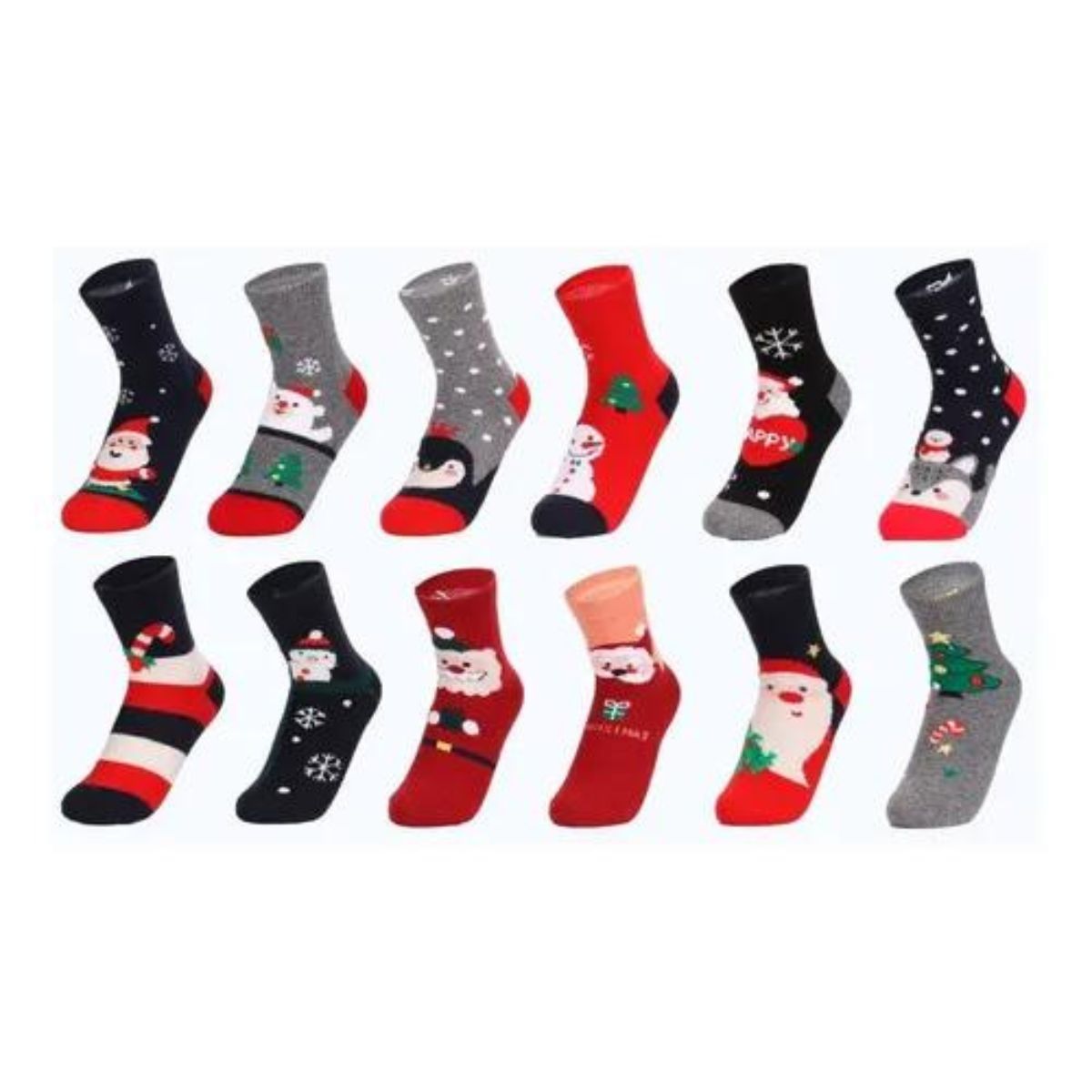 calcetas navideñas cortas (12 pares)
